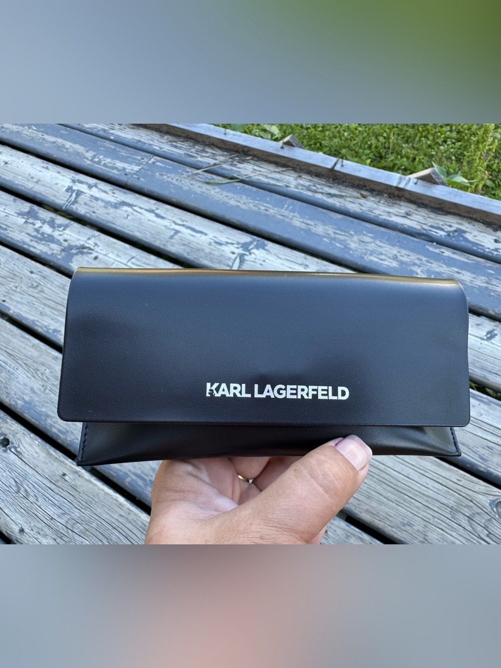 Karl Lagerfeld Black Men's Toiletry Pouch with White Logo